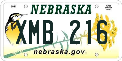 NE license plate XMB216