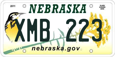 NE license plate XMB223