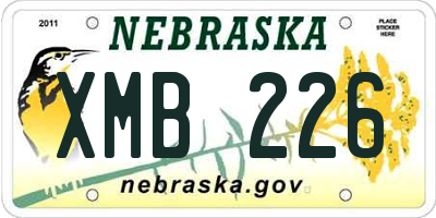 NE license plate XMB226