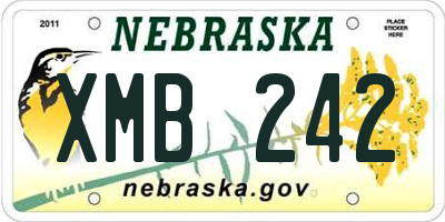 NE license plate XMB242