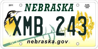 NE license plate XMB243