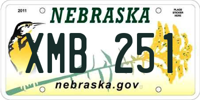 NE license plate XMB251