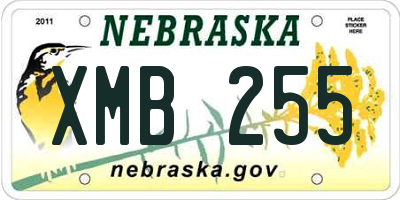 NE license plate XMB255