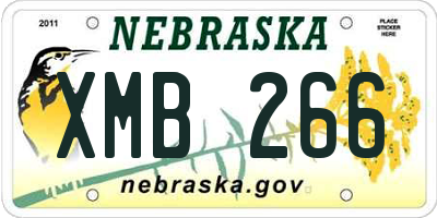 NE license plate XMB266