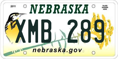 NE license plate XMB289
