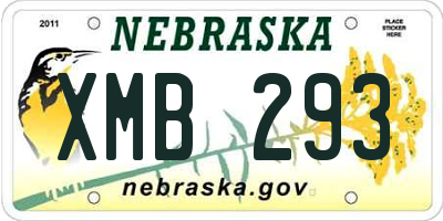 NE license plate XMB293