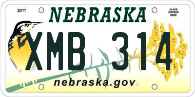 NE license plate XMB314