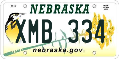 NE license plate XMB334