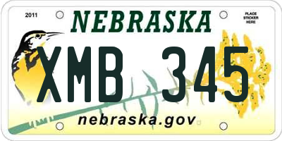 NE license plate XMB345