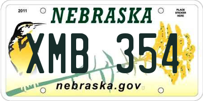 NE license plate XMB354