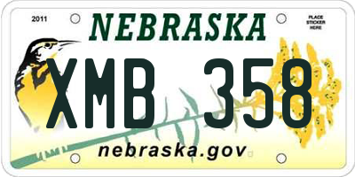 NE license plate XMB358