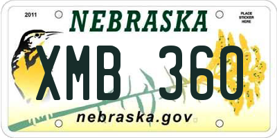 NE license plate XMB360