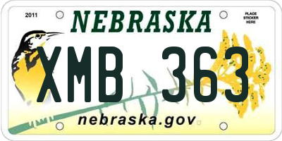 NE license plate XMB363