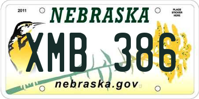 NE license plate XMB386