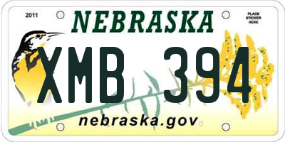 NE license plate XMB394