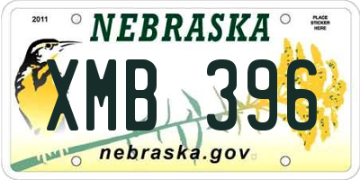 NE license plate XMB396