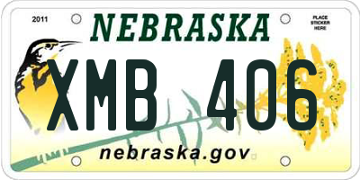 NE license plate XMB406