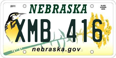 NE license plate XMB416
