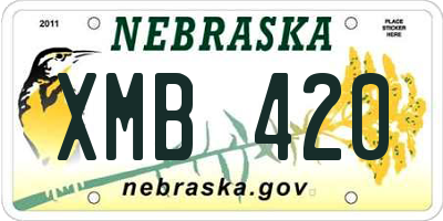 NE license plate XMB420