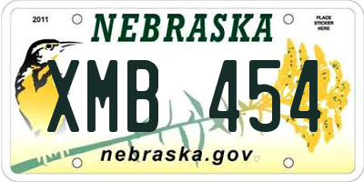 NE license plate XMB454