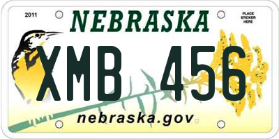 NE license plate XMB456