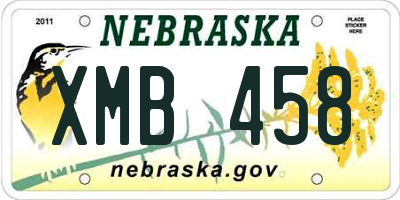 NE license plate XMB458