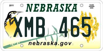 NE license plate XMB465
