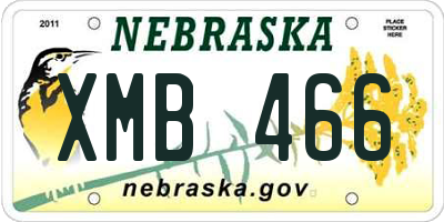 NE license plate XMB466