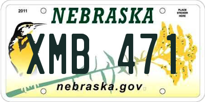 NE license plate XMB471