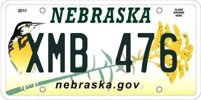 NE license plate XMB476