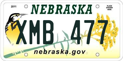 NE license plate XMB477