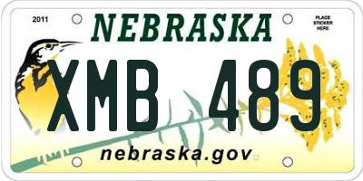 NE license plate XMB489