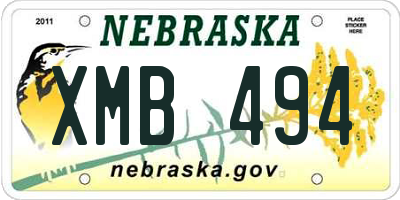 NE license plate XMB494