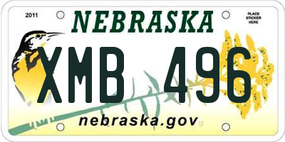 NE license plate XMB496