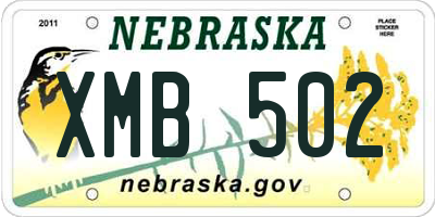 NE license plate XMB502