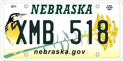 NE license plate XMB518