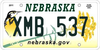 NE license plate XMB537