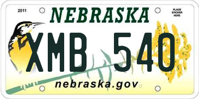 NE license plate XMB540