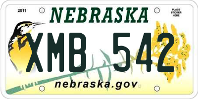 NE license plate XMB542