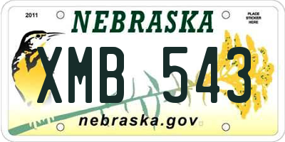 NE license plate XMB543