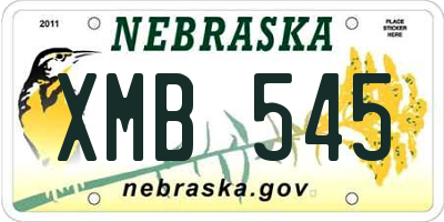NE license plate XMB545