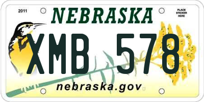 NE license plate XMB578