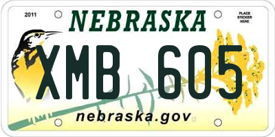 NE license plate XMB605