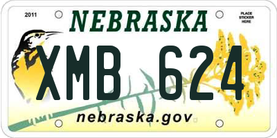 NE license plate XMB624