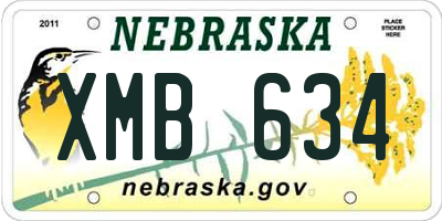 NE license plate XMB634