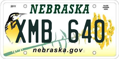 NE license plate XMB640