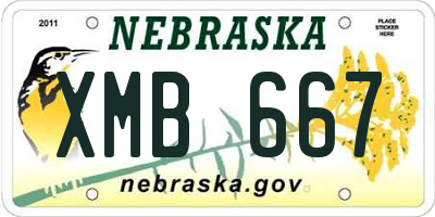 NE license plate XMB667