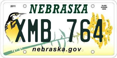 NE license plate XMB764