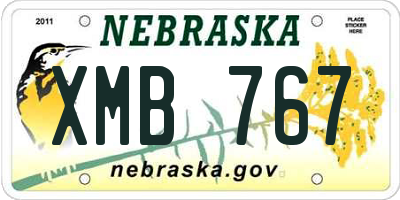 NE license plate XMB767