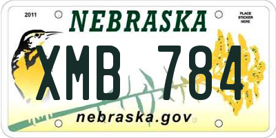 NE license plate XMB784